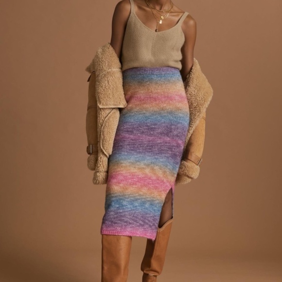 NWT Anthropologie Lucky Monday Sunset Midi Sweater Skirt 8 - Picture 1 of 6